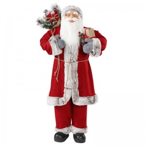 30 ~ 110 cm Kerst staande Santa Claus met Gift Bag Ornament Decoratie Festival Vakantie Beeldje Collectie Traditionele Kerstmis