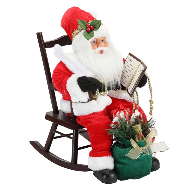 45 cm Santa Claus zittend op stoel schrijven en lezen boek decoratie beeldje collectie stof vakantie festival Custom item