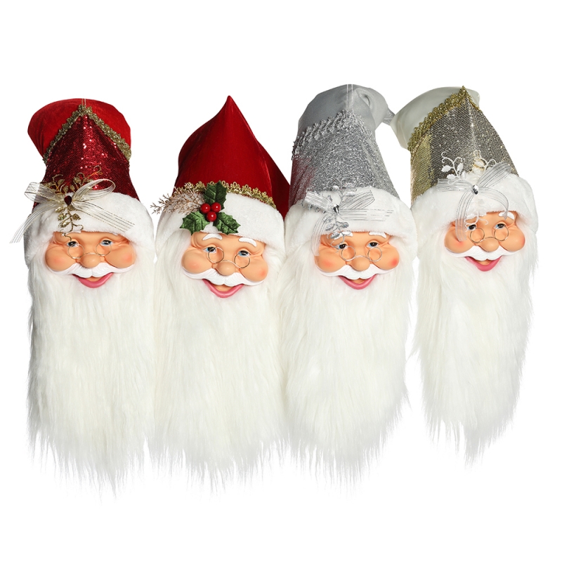 20 ~ 70 cm Kerst Santa Claus Hoofd Ornamenten Decoraties Boom Opknoping Figurines Collectie Doll Hanger Kleine Traditionele Kerstmis