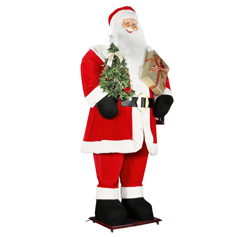 3.8m Big Christmas Santa Claus met Boom en Gift Tas Led Light Rise en Down Show Tentoonstelling Decoration Holiday Festival Luxury