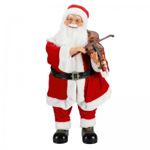 80cm Geanimeerde Kerstverlichting Muzikale Santa Claus met Fiddle Ornament Decoration Traditional Holiday Figurine Collection
