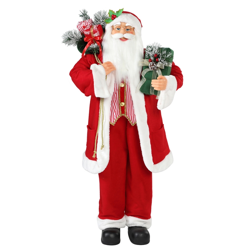 30 ~ 110 cm Kerst staande Santa Claus met Gift Bag Ornament Decoratie Traditionele vakantie Figurine Collection Xmas Series