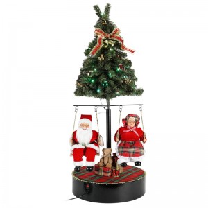 120 cm Kerstmis roteren de boom Santa Claus met muzikale ornament decoratie festival vakantie figurine collectie traditioneel