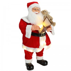 80cm geanimeerde kerst schrijven Santa Claus met verlichting muzikale ornament decoratie traditionele vakantie figurine collectie