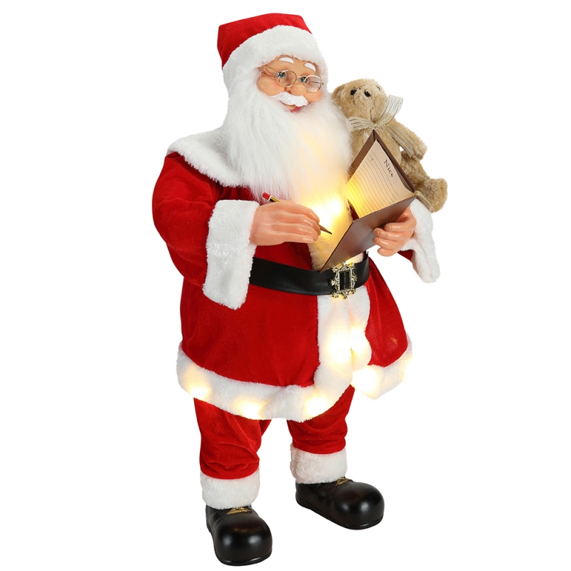 80cm geanimeerde kerst schrijven Santa Claus met verlichting muzikale ornament decoratie traditionele vakantie figurine collectie