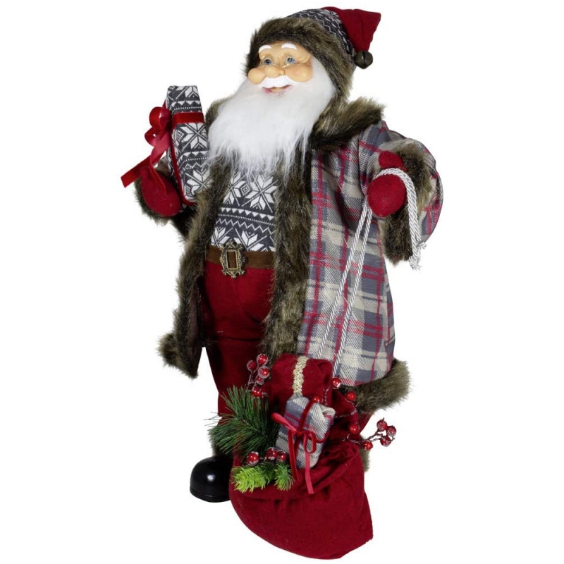 80 cm Nieuwe Kerst Ornamenten Standing Santa Claus met huidige Xmas Tree Decorations Figurines Traditional Holiday Gift Item