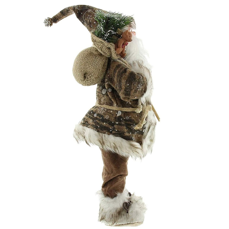45 cm staande Santa Claus Holdig Ski met Gift Kerstboom Decoratie Plastic Ornamenten Toys Holiday Figurine Feestartikelen