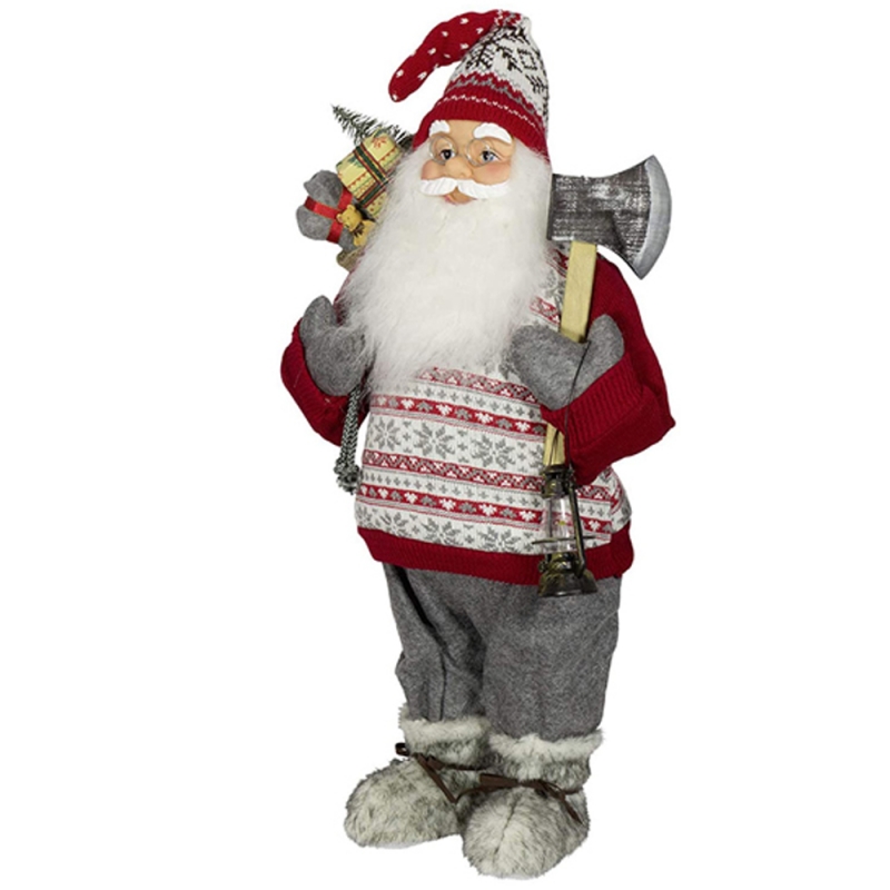 45cm Kerstmis staande Santa Claus in trui met kerosine lamp ornament decoratie vakantie figurine collectie feestartikelen
