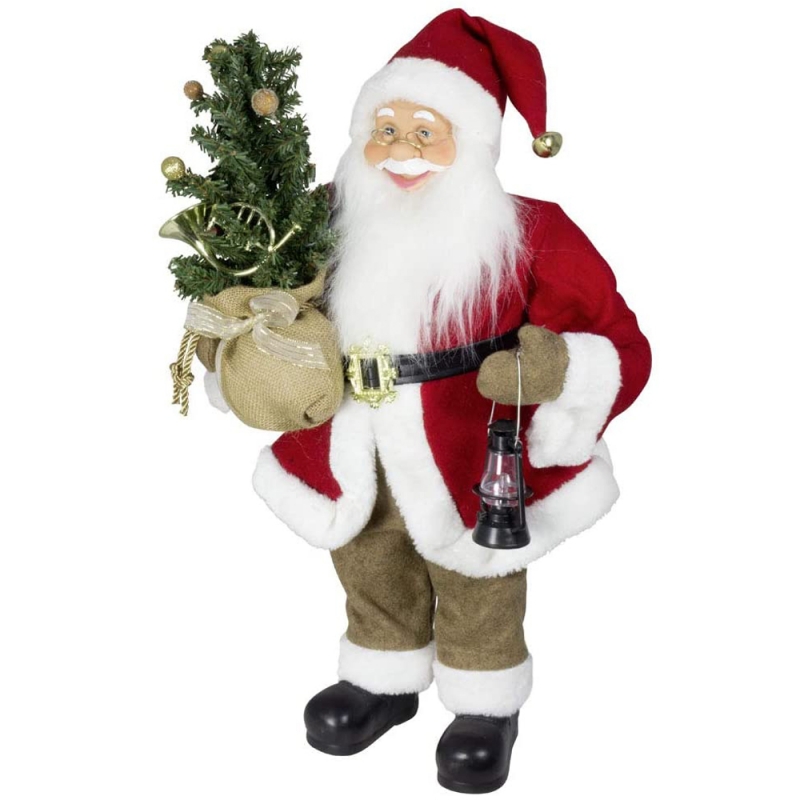 60 cm hete verkoop Kerstdecoratie beeldje staande kerstman met boom indoor vakantie collectie ornament pop kerstcadeaus