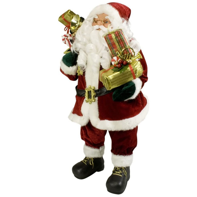60cm Kerst klassieke pluche Santa Claus met geschenken Ornament Figurine Feestartikelen Xmas Tree Decoratie Speelgoed