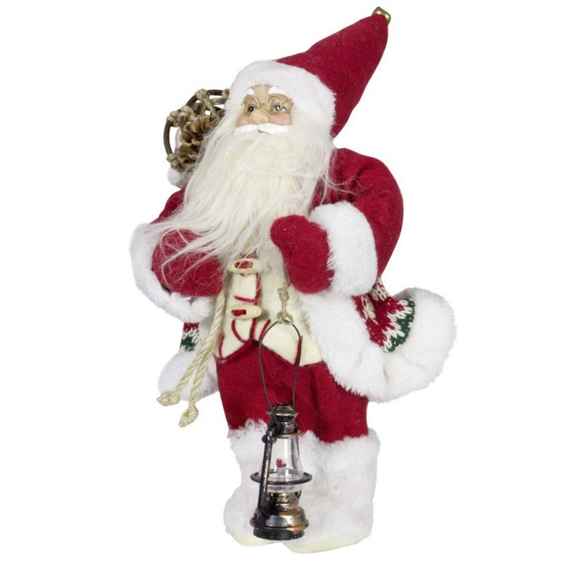 Noble 30 cm Kerstdecoratie staande Santa Claus in Red Xmas Tree Ornaments Feestartikelen Traditioneel vakantiebeeldje